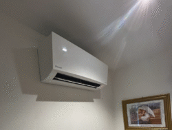 mini split on a wall